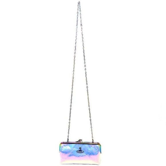 NWT Vivienne Westwood Archive Orb Double Frame Iridescent Pink Crossbody Purse - Picture 3 of 14